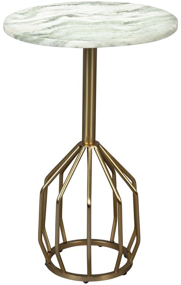 Sidebord Dutchbone Salerno ø30   H47   Massivt Gråbrunt Marmor Med Gylden Stålbase