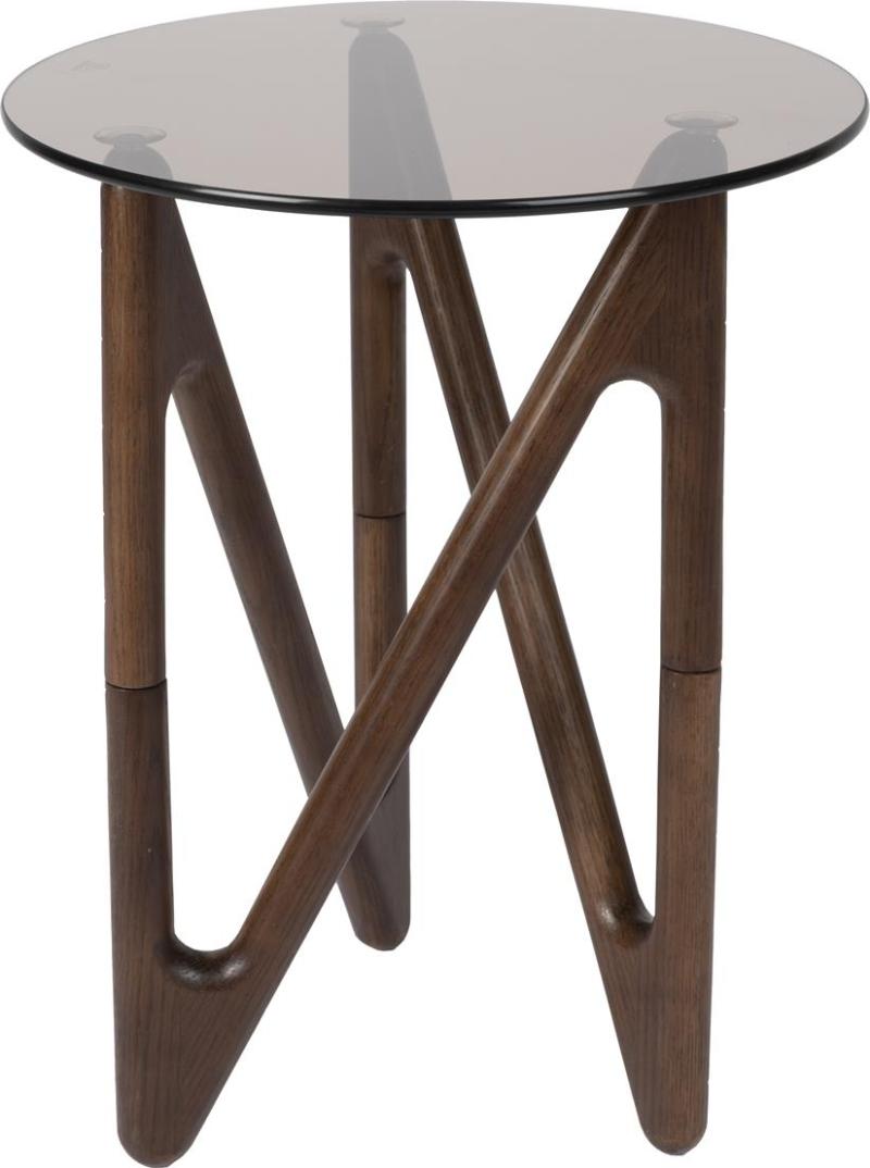 Sidebord Dutchbone Naia ø40 H50 Glas Egetræ Kaffe