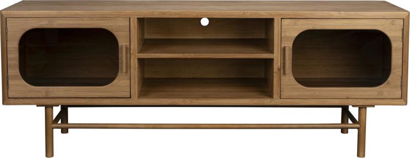 Skænk Dutchbone Caroun Mudderbrun Bambustræ Med Røgfarvet Glas 150x40x55