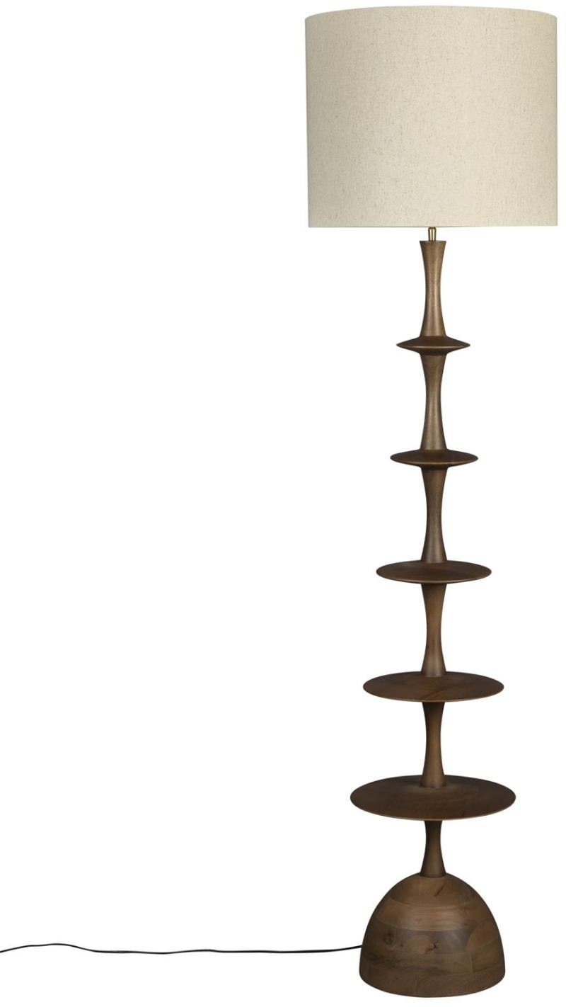 Gulvlampe Dutchbone Cath Mangotræ Med Linned Lampeskærm Lysegrå H179