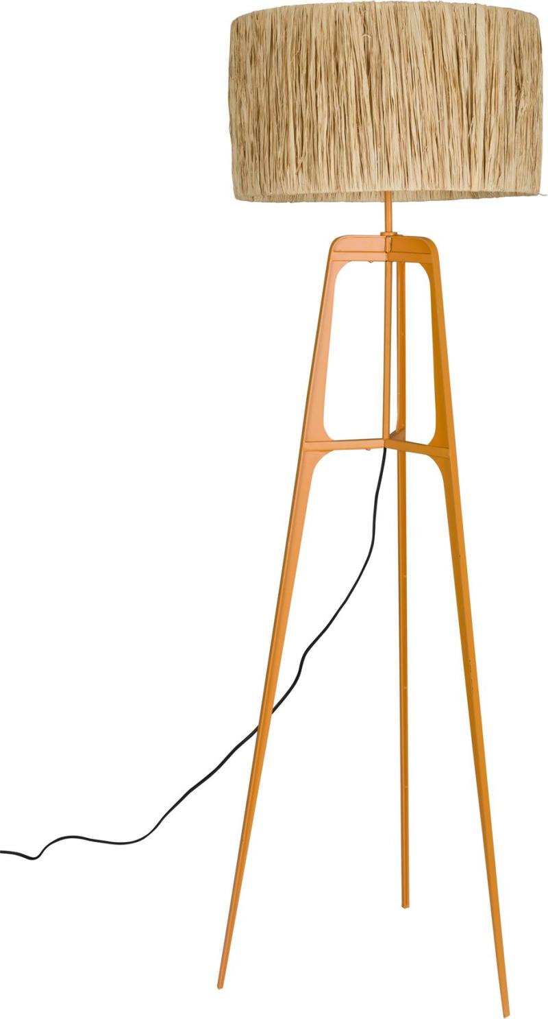 Gulvlampe Dutchbone Afra Håndflettet Raffia Skærm Patineret Stål Mørk Sand ø48ã 157