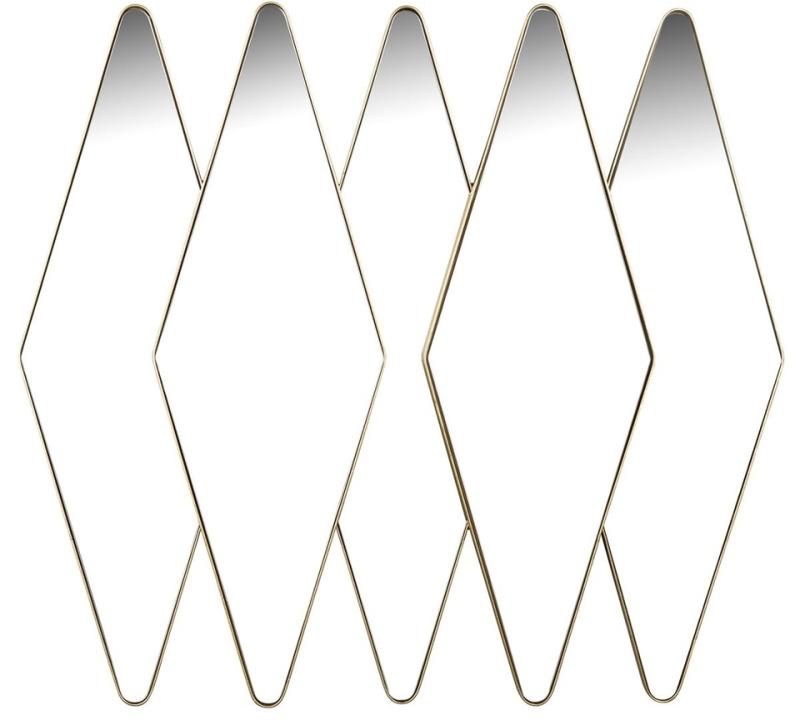 Asymmetrisk Vægspejl Kyoko med Diamantspejle - Guldfinish