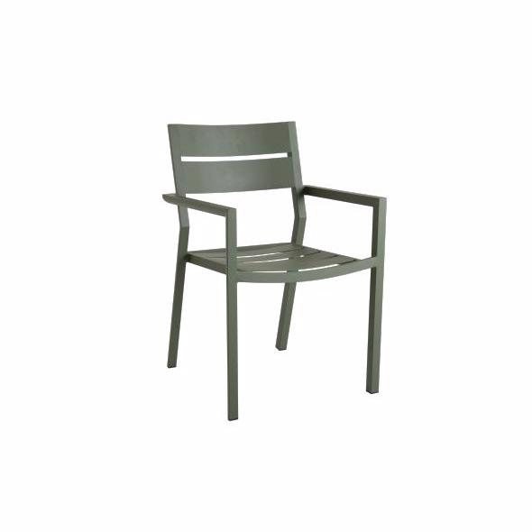 Delia Stabelstol Moss Green Alu Havestole Brafab Enggården Havemøbler