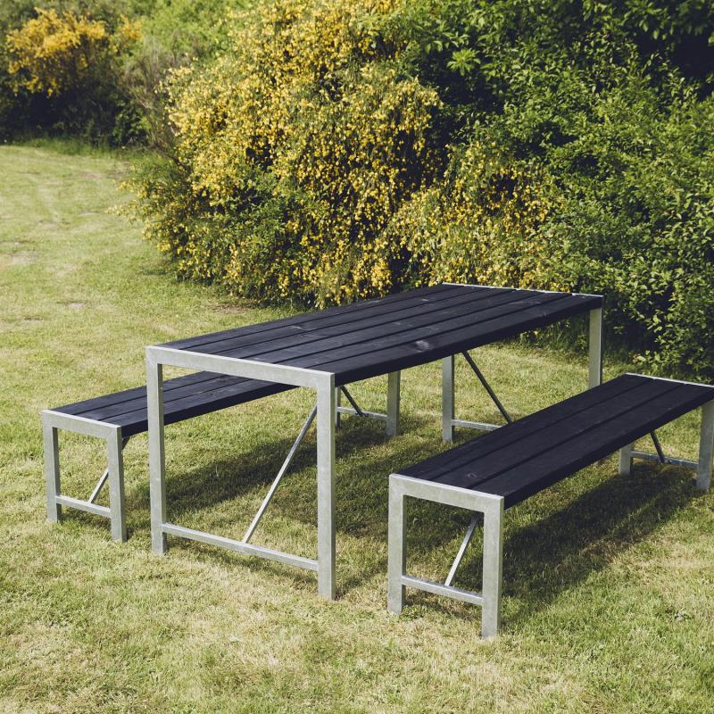 Hortus H-model Sort Havebord med Galvaniseret Stålstel
