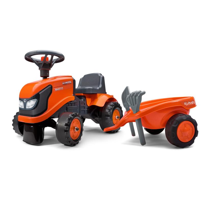 Kubota Børnetraktor med Vogn, Rive og Skovl – Legesjov!