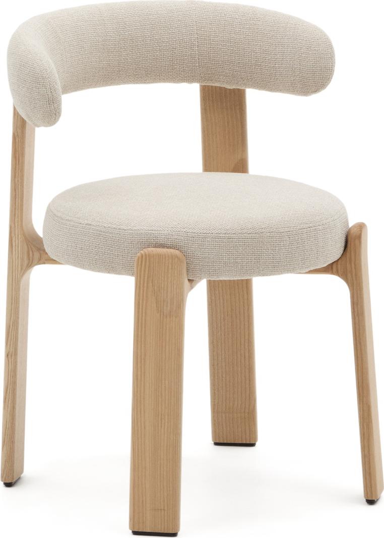Elegant Spisestol Med Armlæn i Beige Chenille fra Kave Home