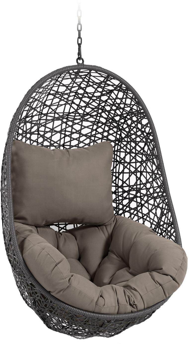 Udendørs Hængestol Kave Home Florina Sort Polyrattan Med Grå Hynde 120x64x86