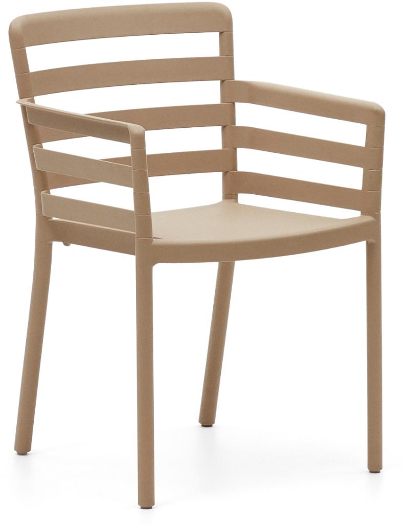 Udendørs Spisebordsstol Havestol Med Armlæn Kave Home Nariet Beige Polypropylen Stabelbar Nordisk Design