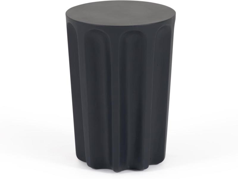 Udendørs Sidebord Kave Home Vilandra   Fibercement Sort ø32   H45