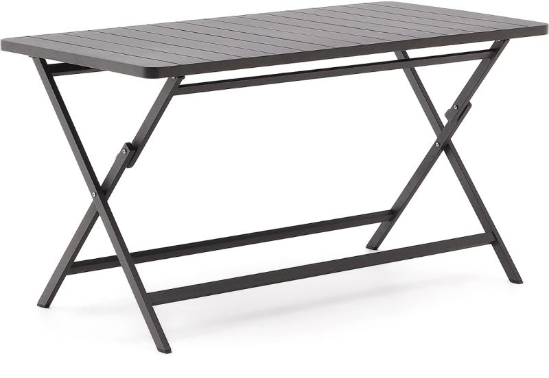 Udendørs Spisebord Kave Home Torreta Aluminium Grafit Sammenklappeligt Moderne Industrielt Til   Personer 140x70x74