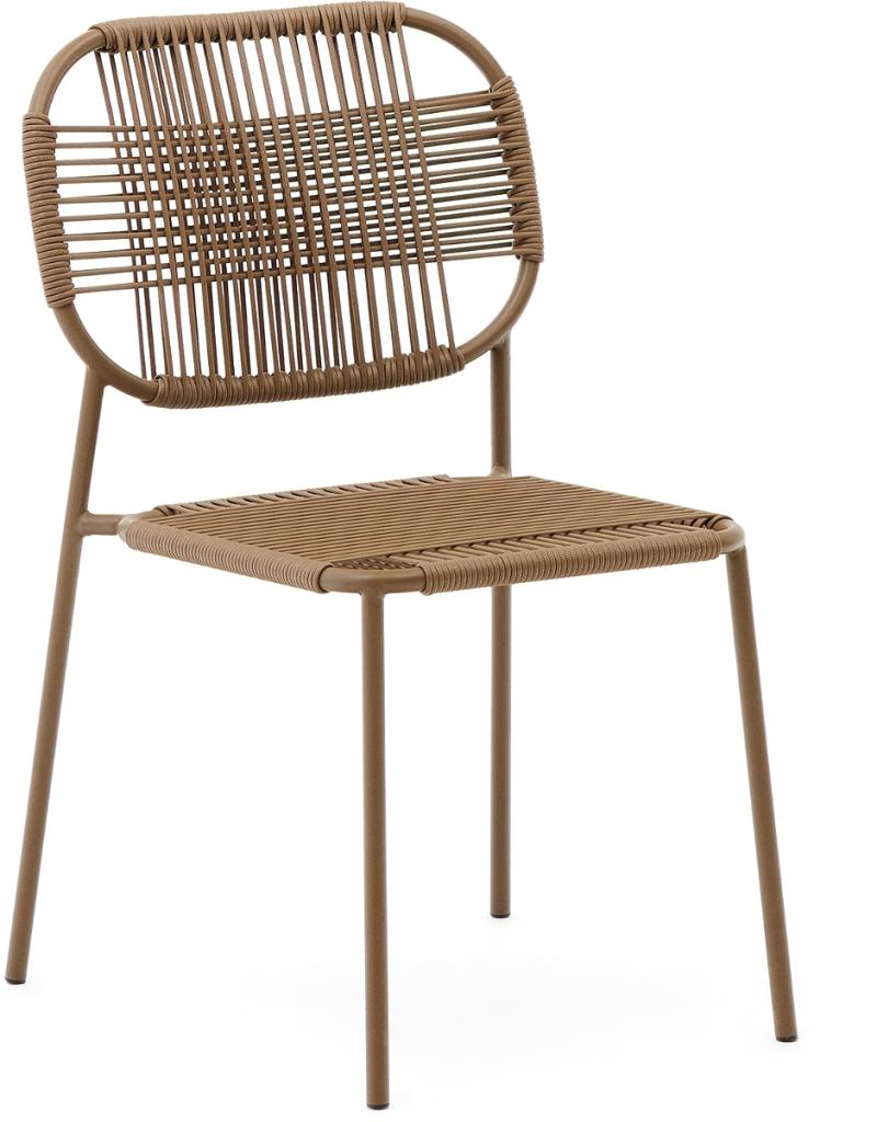 Udendørs Stabelbar Stol Kave Home Talaier Galvaniseret Stål Syntetisk Rattan Natur