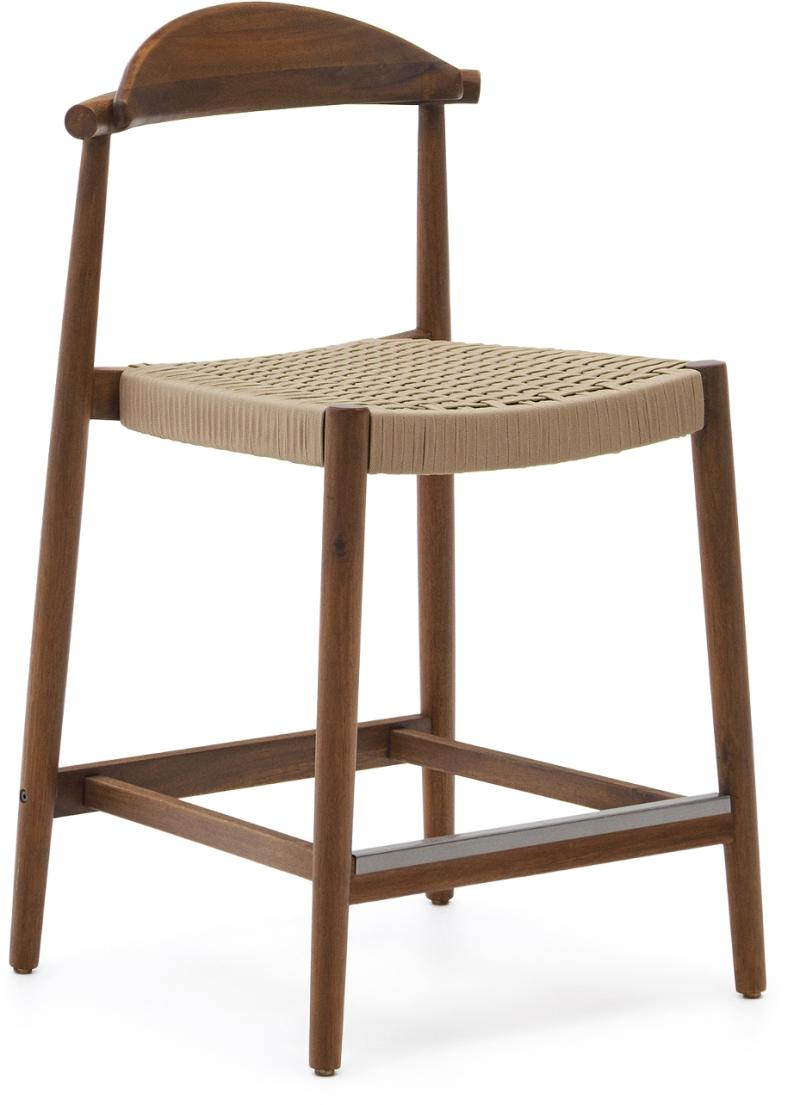 Udendørs Barstol Kave Home Glynis Fsc-certificeret Akacietræ Flettet Reb Mørk Natur Rustik Nordisk H94xb54xd54