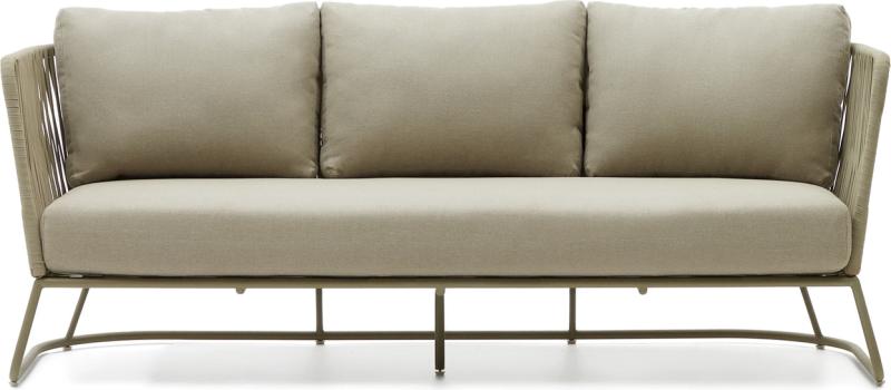 Elegant 3-personers udendørs sofa i grøn stål og reb