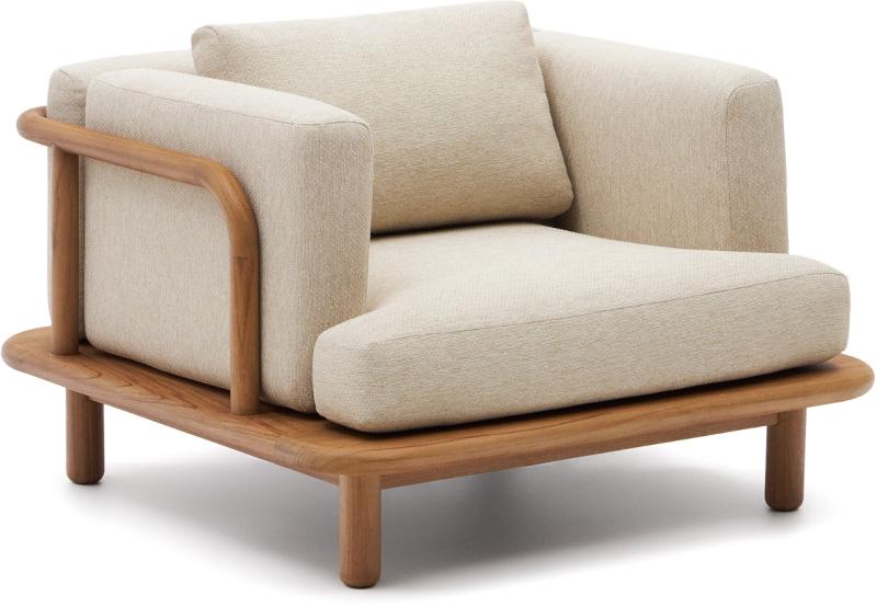 Udendørs Lænestol Kave Home Turqueta Teaktræ Med Aftagelige Pletafvisende Hynder H74xb100xl105