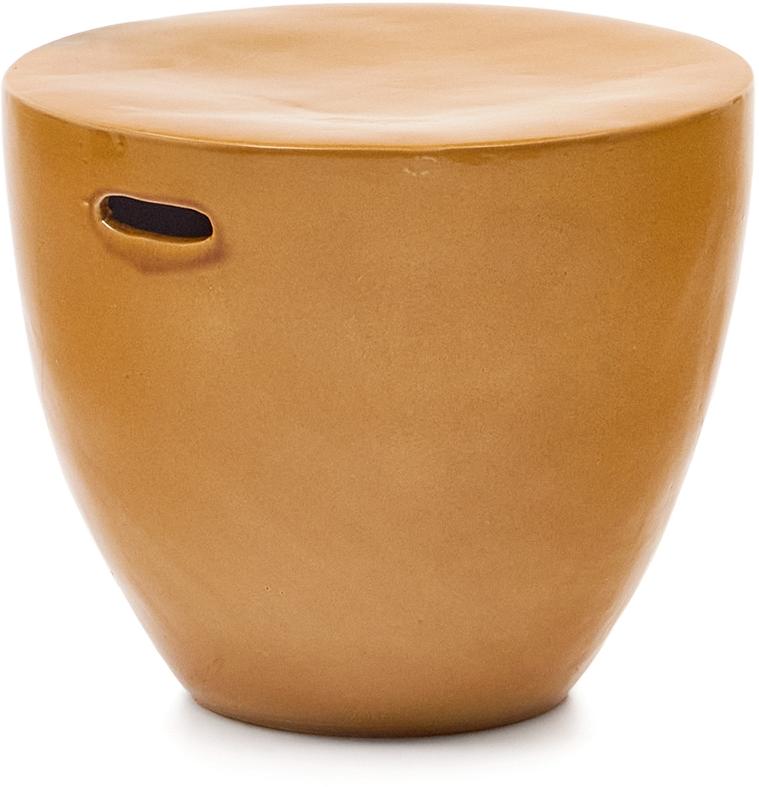 Udendørs Sidebord Kave Home Mesquida Sennepsfarvet Fibercement H38 B46 L46