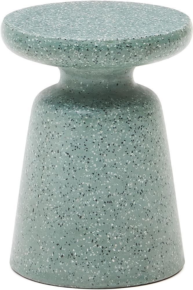 Udendørs Sidebord Kave Home Mesquida Turkis Terrazzo H52xø39   Vejrbestandigt Nordisk Design