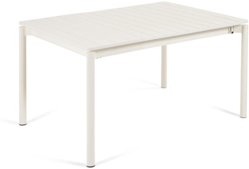 Udendørs Spisebord Med Udtræk Kave Home Zaltana Hvid Pulverlakeret Aluminium 200x90-260x75