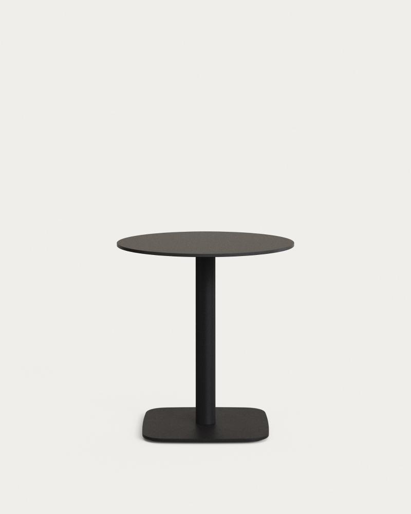 Udendørs Cafébord Kave Home Tiaret ø68   H73   Sort Stål Højtrykslaminat