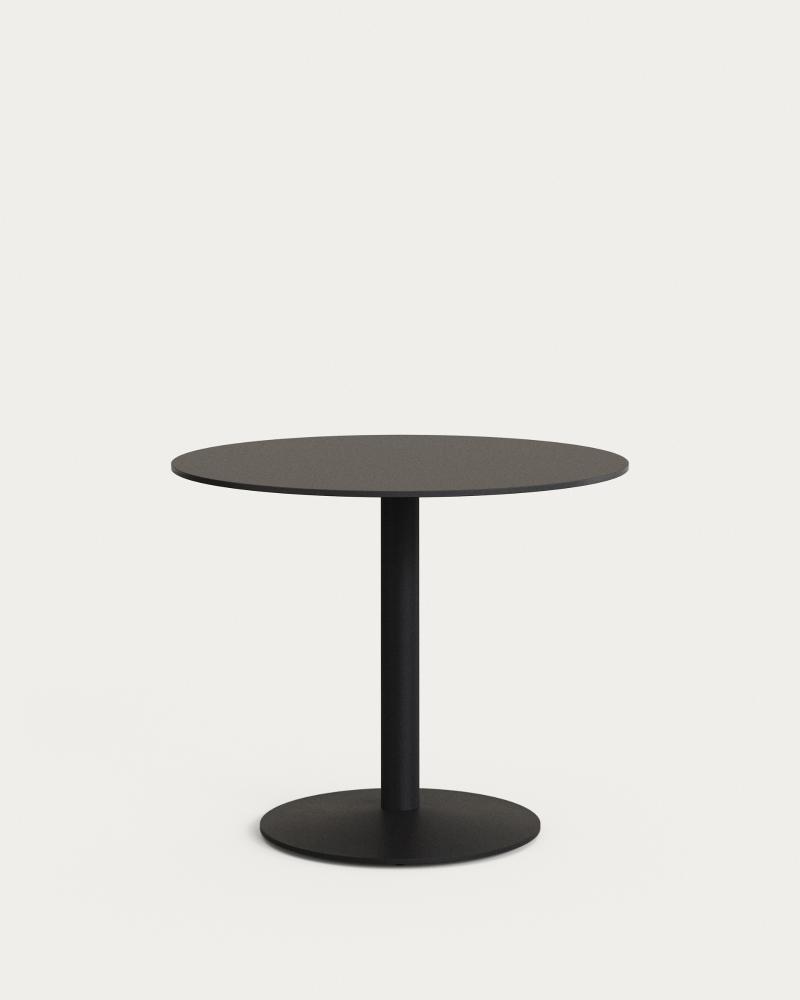 Udendørs Cafébord Kave Home Tiaret ø90   H73   Sort Højtrykslaminat Stål Rundt