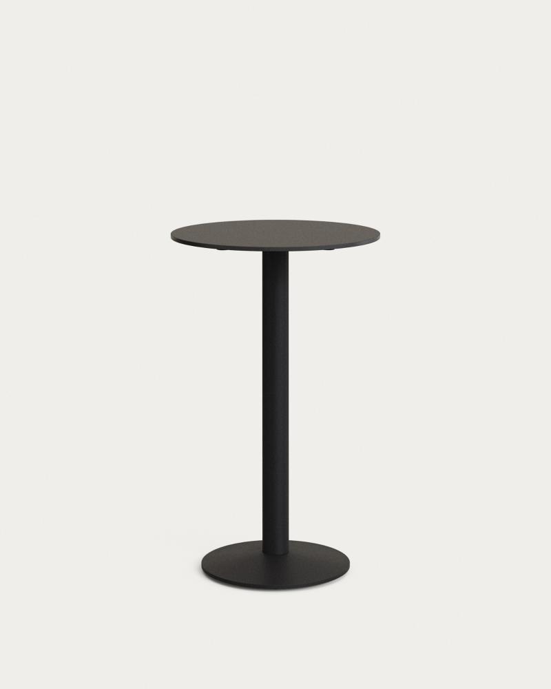 Udendørs Cafébord Kave Home Tiaret ø60 H97 Sort   Moderne Nordisk Stålbord