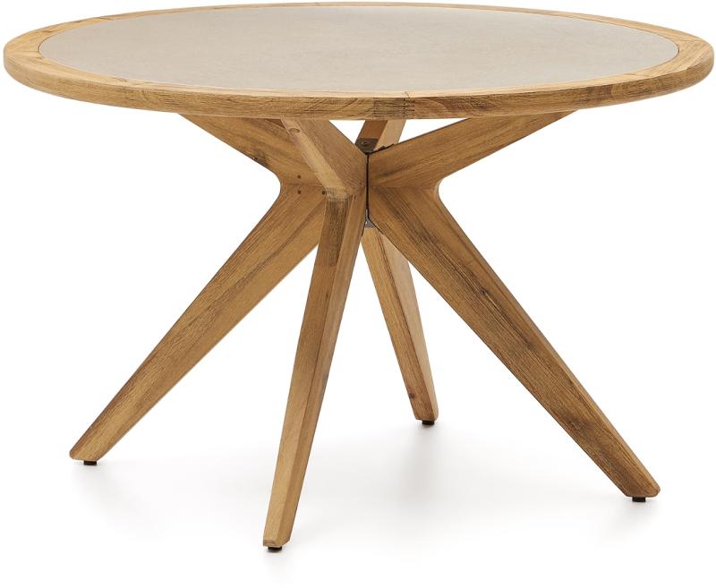 Udendørs Sofabord   Sidebord Kave Home Julieta ø120   H75   Natur  Rustik Kolonial
