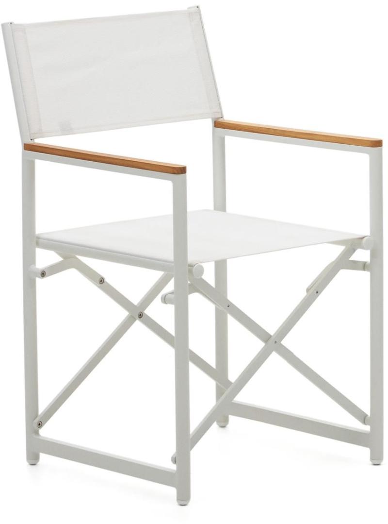 Udendørs Klapstol Kave Home Llado Foldbar Teak Aluminium Hvid Natur