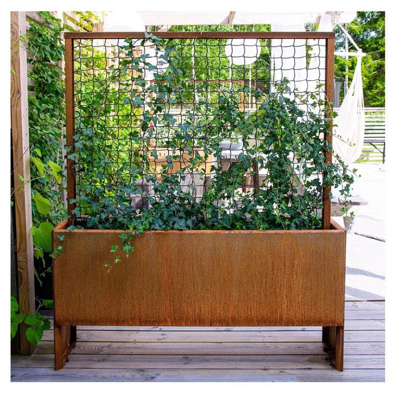 Land Modern Slim  Plantekasse Med Espalier  Corten 120
