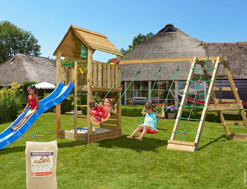 Legetårn Jungle Gym Cabin        -climb Module 220  Blå Rutsjebane   120   Sand