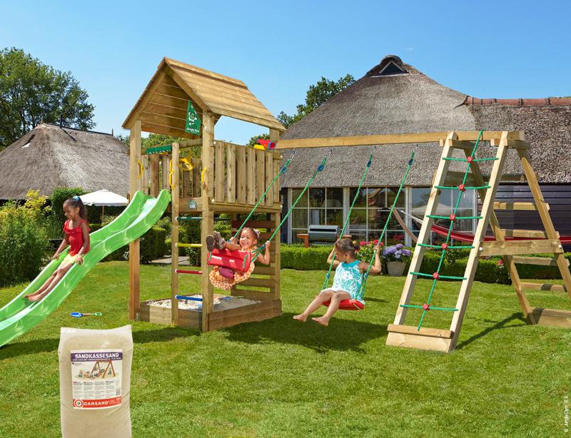 Legetårn Jungle Gym Cabin        -climb Module 220  Grøn Rutsjebane   120   Sand