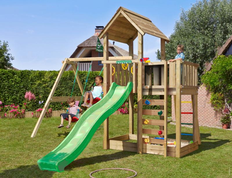 Legetårn Jungle Gym Mansion        -swing Module 220  Grøn Rutsjebane   120   Sand