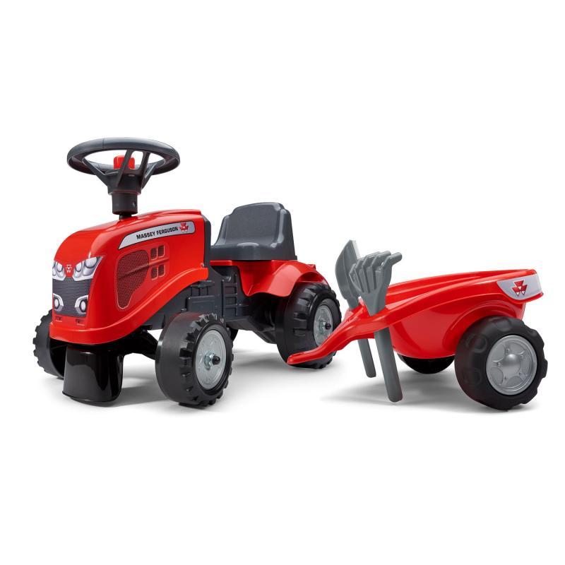 Massey Ferguson Børnetraktor med Vogn, Rive og Skovl