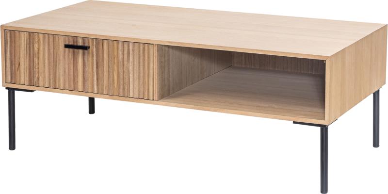 Sofabord Maya fra Nordlys Furniture - Lakeret Asketræ, Sort Metal