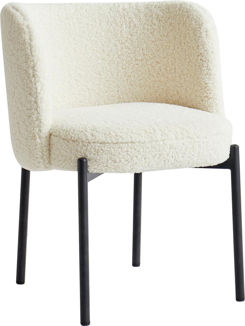 Spisebordsstol Nordlys Furniture Grimstad Polstret Hvid Bouclé Med Sort Metalstel