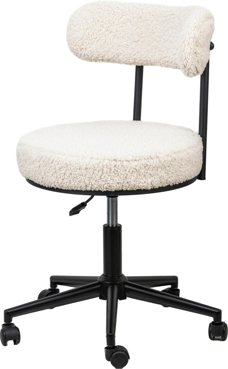 Ergonomisk Hvid Boucle Kontorstol med Sort Nylonstel