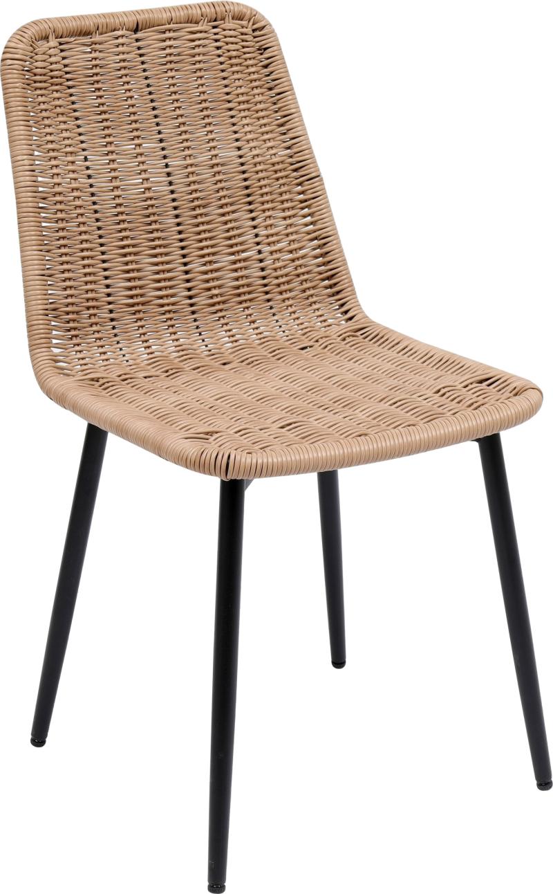 Moderne spisebordsstol i naturfiber med sorte metalben