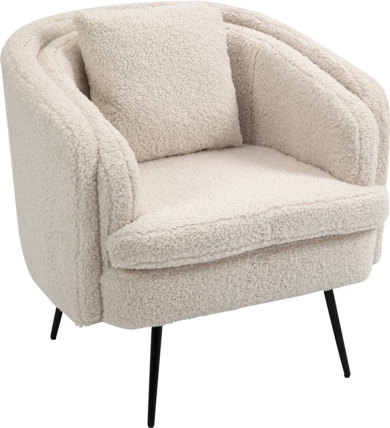 Loungestol Lænestol Nordlys Furniture Duke Bouclé Hvid Med Sorte Metalben H80xb85xd82