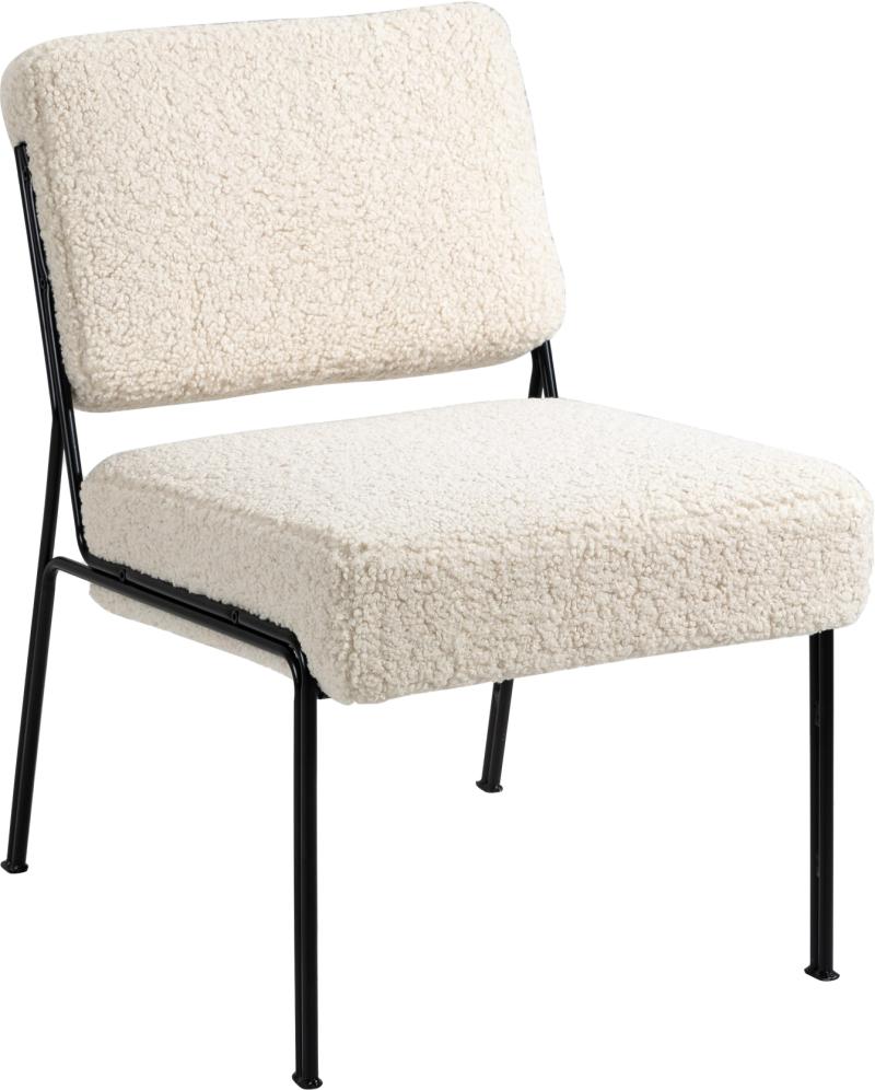 Loungestol Nairobi i Hvid Bouclé med Sort Metalstel