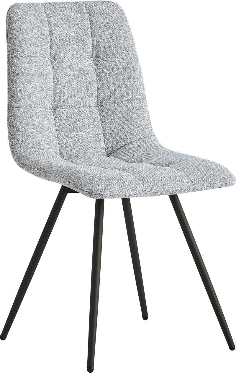Elegant spisebordsstol Bjorn i gråt stof med metalben
