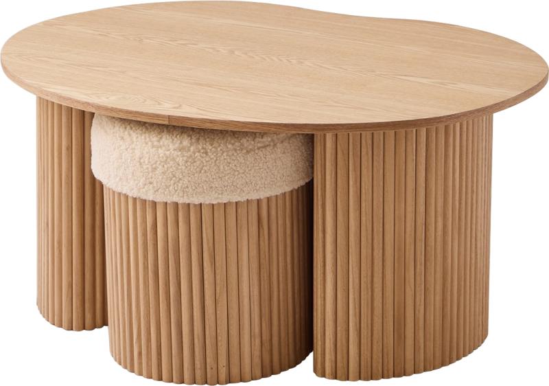 Sofabord Nordlys Furniture Arvika ø90   H44   Fsc-certificeret Asketræ Natur Japandi-stil Med Tekstil Fodskamler Kaffebord