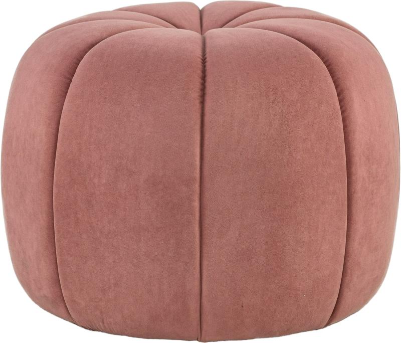 Puf i Lyserød Fløjl med Træbase - Nordlys Furniture