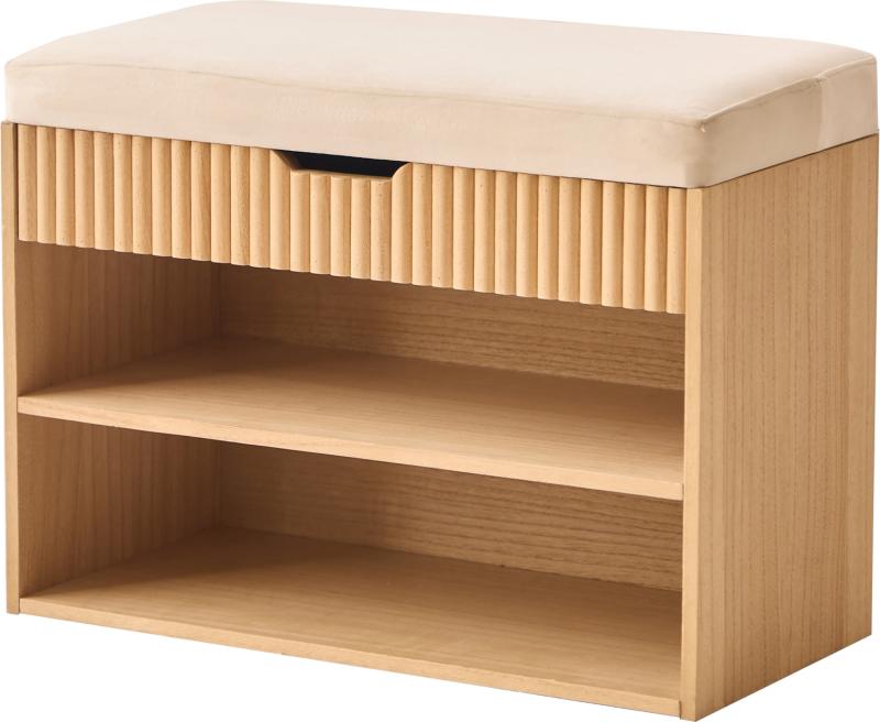 Skoreol Med Sæde Nordlys Furniture Kubo Beige Velour Fsc-træ H44xb60xd30   Skjult Opbevaring