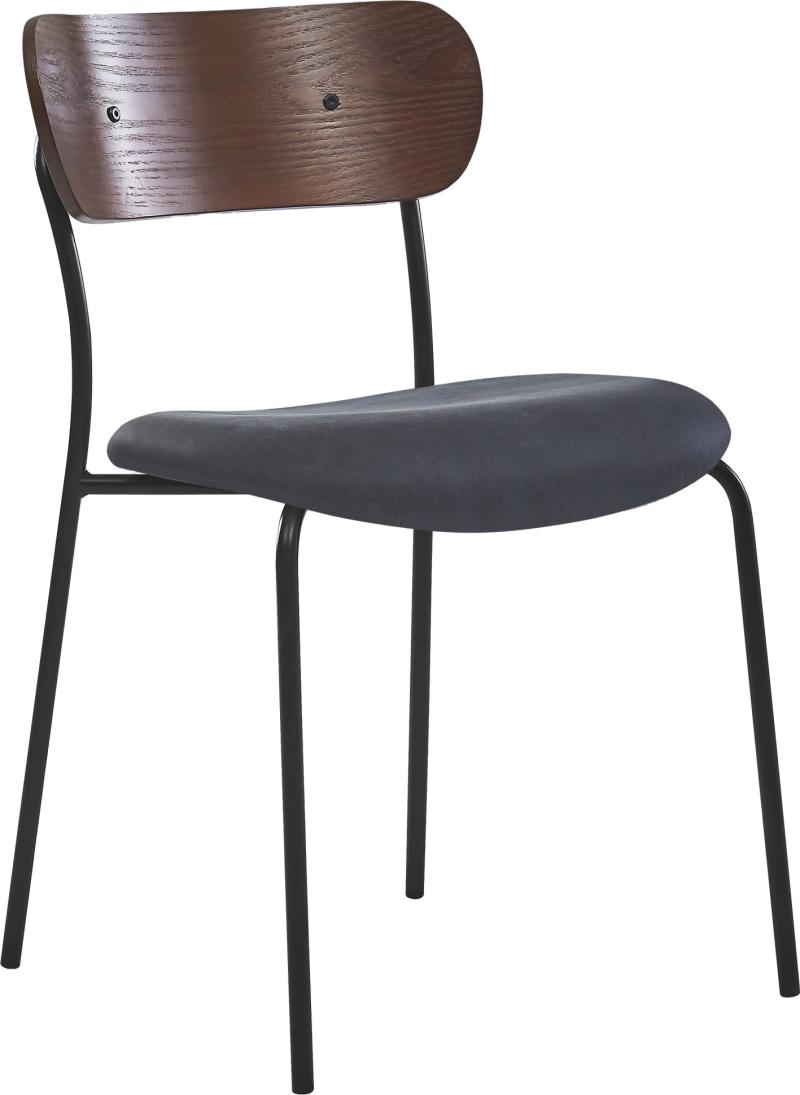 Spisebordsstol Nordlys Furniture Lincoln Sort Kunstlæder Køkkenstol Med Buet Fsc-ryg Mat Sort Metalstel