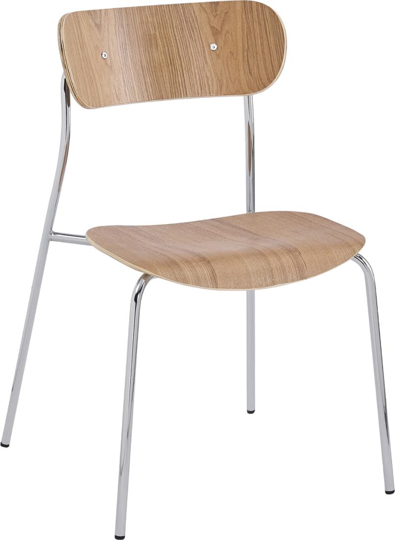 Spisebordsstol Nordlys Furniture Lincoln Fsc-certificeret Natur Asketræ Sortlakeret Metalramme Ergonomisk Formpresset Stabelbar