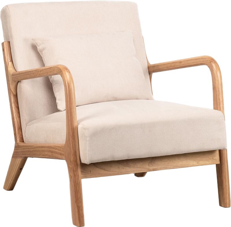 Loungestol Hvilestol Nordlys Furniture Ohama Varm Brun Med Fsc-gummitræ Stel Ribvævet Oeko-tex Stof H74ã B64ã D80