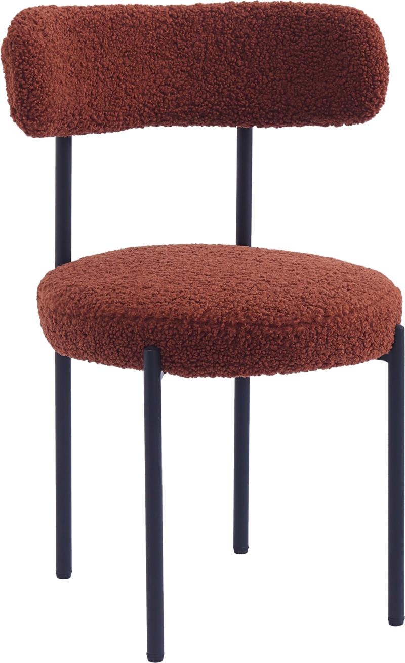 Spisebordsstol Lars Nordlys Furniture Bouclé Rød Med Fast Skumpolstring   Sorte Metalben   Oeko-tex-certificeret