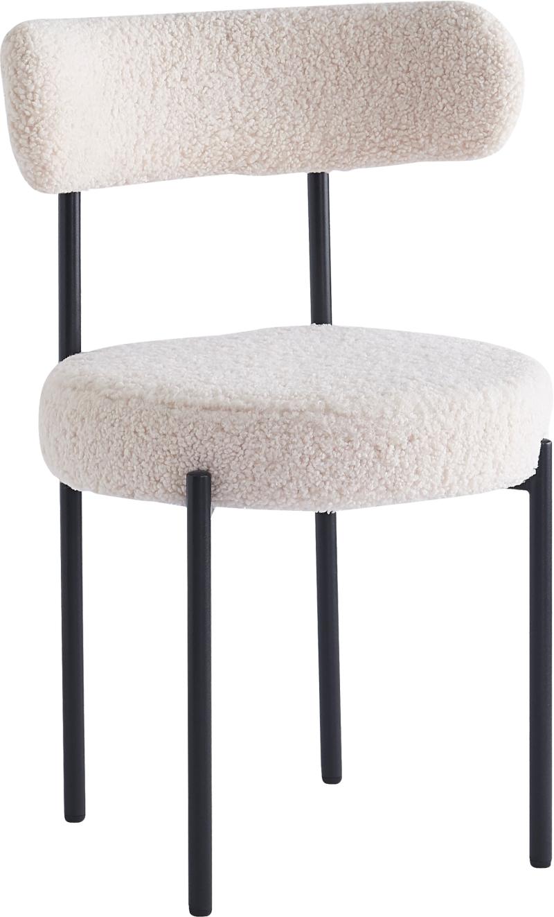 Spisebordsstol Nordlys Furniture Lars Hvid Bouclé Med Skumpolstring   Sortlakerede Stålben