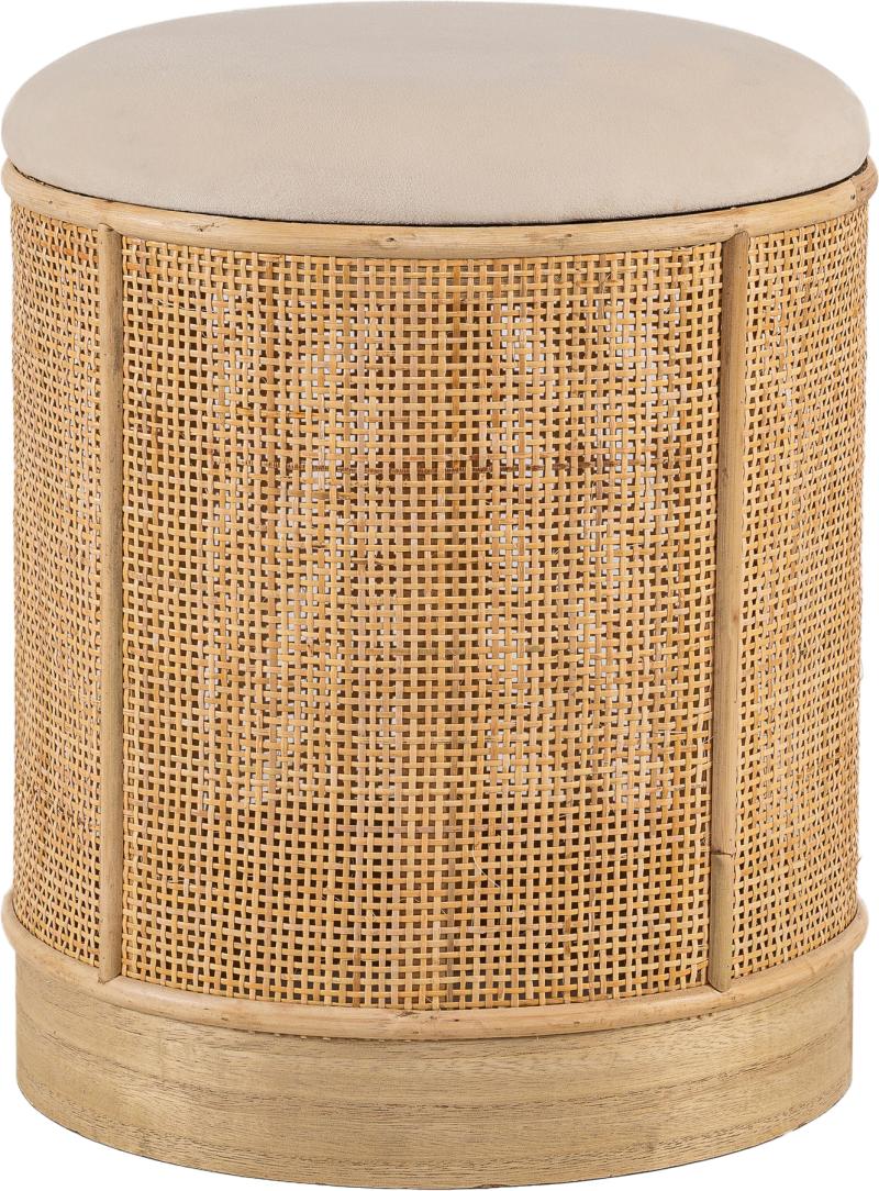 Puf Nordlys Furniture Chuo Håndvævet Rattan Fodskammel ø35ã H44   Beige Velour