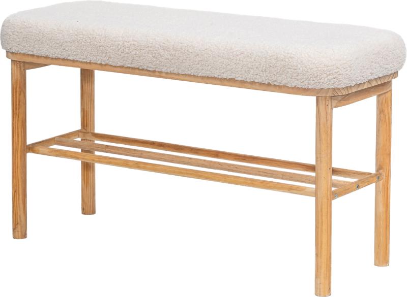 Entrébænk Nordlys Furniture Asugi Bouclé Hvid Med Opbevaringshylde H52xb90xd35