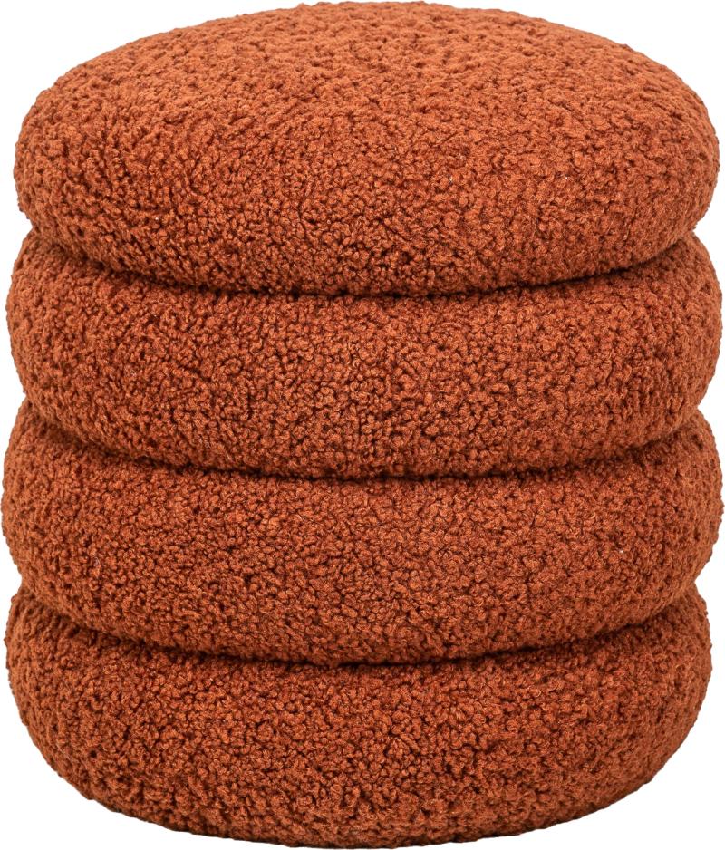 Puf Nordlys Furniture Flokke Rød Bouclé ø40   H41   Multifunktionel Fodskammel