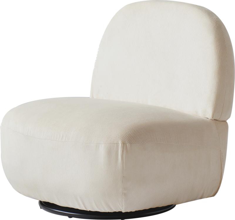 Loungestol Kampala i Beige Fløjl med Sort Drejebund